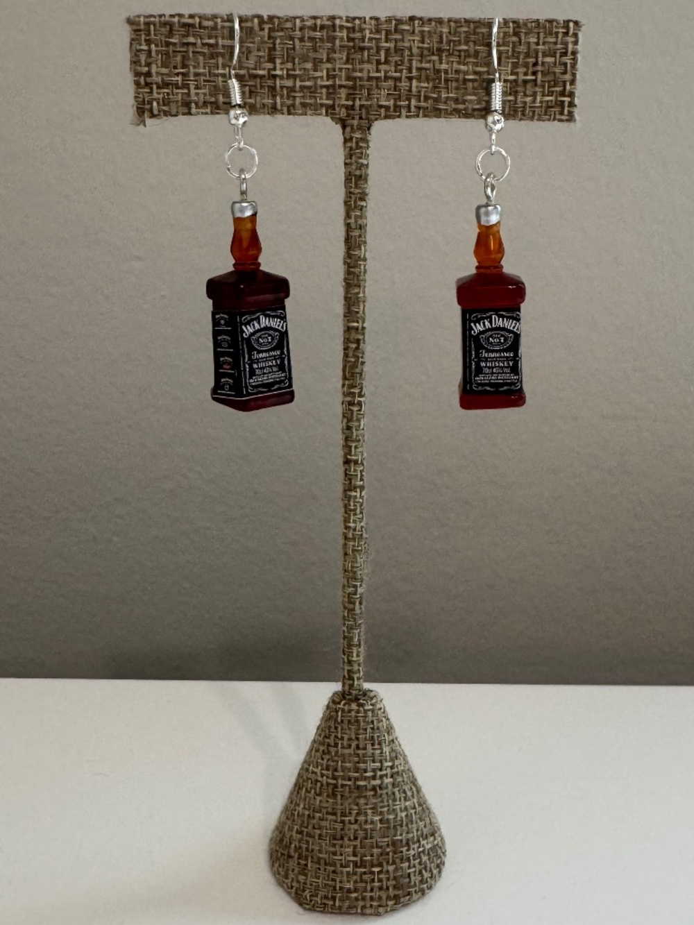 Whiskey Bottle Dangle Earrings | Novelty Bar Jewelry Bourbon Drink Earrings